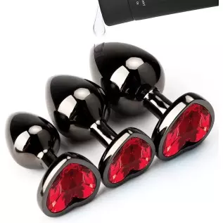 Hisionlee 3PCS Anal Plug Set Cleaning Toy of Anus Sex Heart Sexy Toys Anal Butt Plugs for Women and Men Couple (Rose Pink)