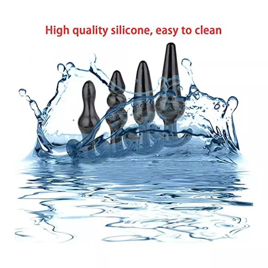 Butt Plugs for Women or Men, Adult Sex Toy, six-Piece Anal Training Set, Suitable for Beginners, Couples - Black