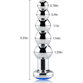Anal Beads, Blue Jewelry Metal Butt Plug Anal Trainer Toys with 5 Graduated Balls Fetish Kinky Sex Love Tools for Couple Lover Anal Beads, Blue Jewelry Metal Butt Plug Anal Trainer Toys with 5 Graduated Balls Fetish Kinky Sex Love Tools for Couple Lover