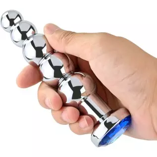 Anal Beads, Blue Jewelry Metal Butt Plug Anal Trainer Toys with 5 Graduated Balls Fetish Kinky Sex Love Tools for Couple Lover Anal Beads, Blue Jewelry Metal Butt Plug Anal Trainer Toys with 5 Graduated Balls Fetish Kinky Sex Love Tools for Couple Lover