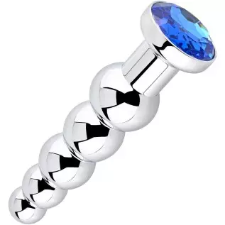 Anal Beads, Blue Jewelry Metal Butt Plug Anal Trainer Toys with 5 Graduated Balls Fetish Kinky Sex Love Tools for Couple Lover Anal Beads, Blue Jewelry Metal Butt Plug Anal Trainer Toys with 5 Graduated Balls Fetish Kinky Sex Love Tools for Couple Lover