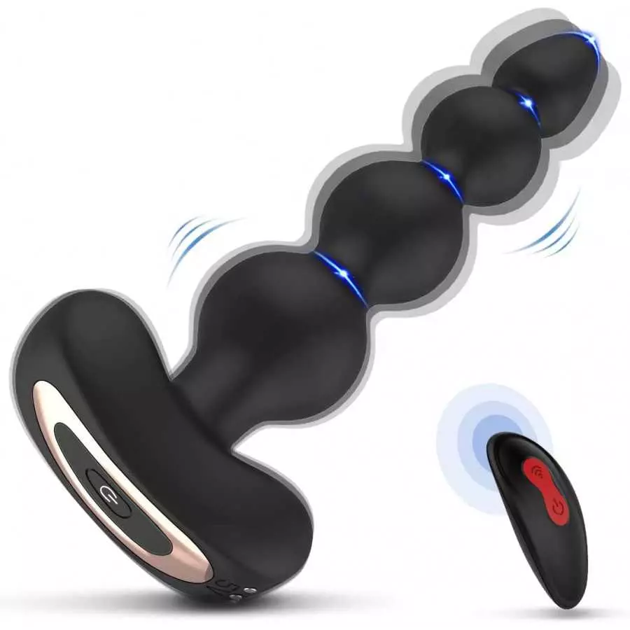 Vibrating Anal Beads Butt Plug, Remote Control Flexible Silicone Anal Vibrator Prostate Massager with 9 Vibration Modes Graduate Vibrating Anal Beads Butt Plug, Remote Control Flexible Silicone Anal Vibrator Prostate Massager with 9 Vibration Modes Graduate