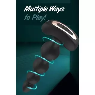 Vibrating Anal Beads Butt Plug, Remote Control Flexible Silicone Anal Vibrator Prostate Massager with 9 Vibration Modes Graduate