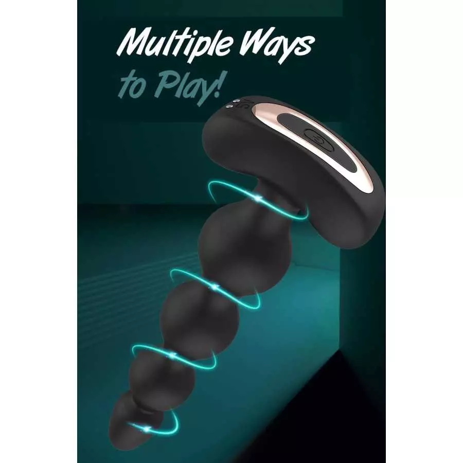 Vibrating Anal Beads Butt Plug, Remote Control Flexible Silicone Anal Vibrator Prostate Massager with 9 Vibration Modes Graduate