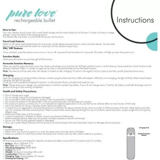 Pure Love Rechargeable Vibrating Bullet Purple, Waterproof, Multispeed and Multifunction, Adult Sex Toy