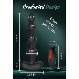 Vibrating Anal Beads Butt Plug, Remote Control Flexible Silicone Anal Vibrator Prostate Massager with 9 Vibration Modes Graduate