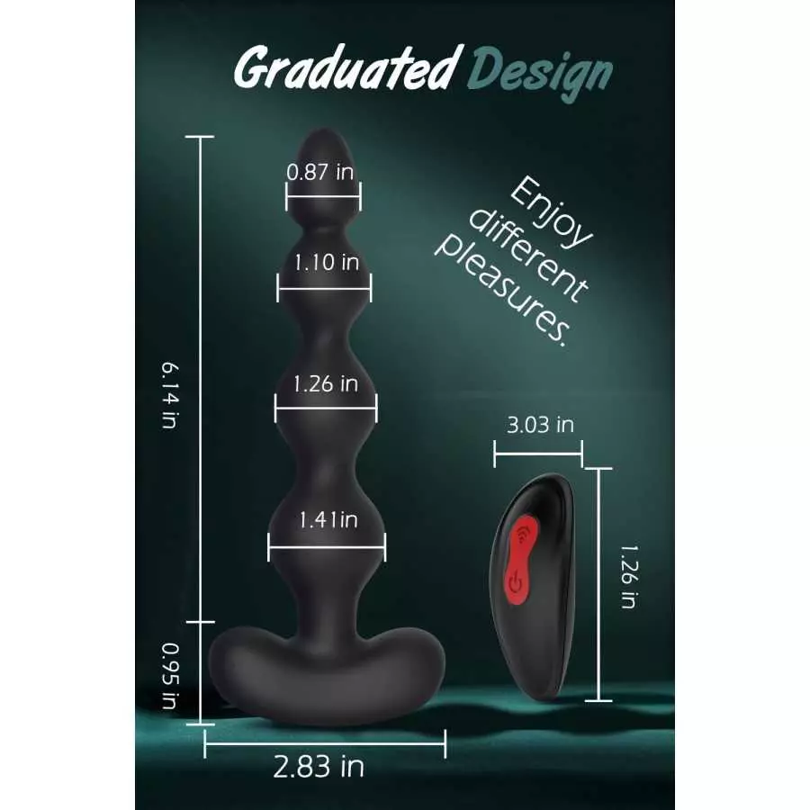 Vibrating Anal Beads Butt Plug, Remote Control Flexible Silicone Anal Vibrator Prostate Massager with 9 Vibration Modes Graduate