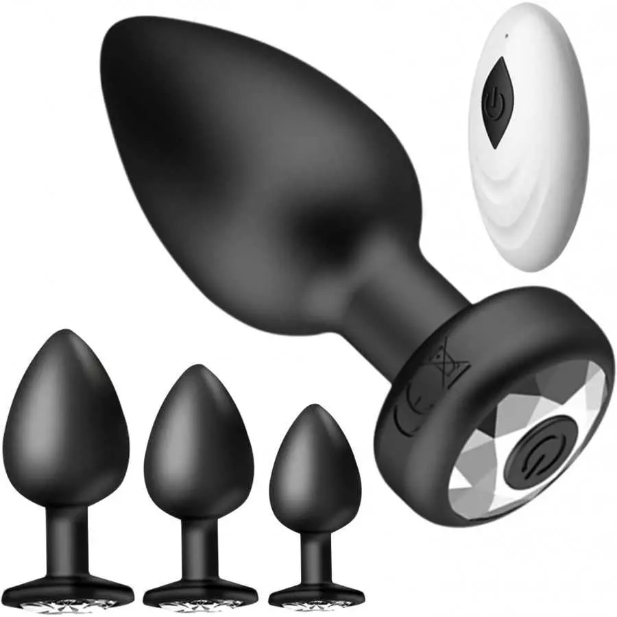 Anal Plug Vibrating Butt Plug - Anal Sex Toys Trainer 3PCS Silicone Jeweled Butt Plugs and 1PCS Remote Control 9 Vibration Modes Anal Plug Vibrating Butt Plug - Anal Sex Toys Trainer 3PCS Silicone Jeweled Butt Plugs and 1PCS Remote Control 9 Vibration Modes