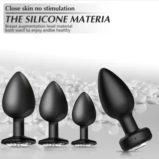 Anal Plug Vibrating Butt Plug - Anal Sex Toys Trainer 3PCS Silicone Jeweled Butt Plugs and 1PCS Remote Control 9 Vibration Modes