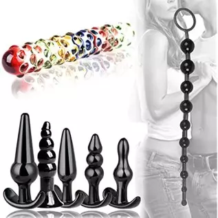 Anal Plug Sex Anal Toys 6+1 Suit,Silicone Plug Set Butt, 7 Inch Glass Anal Dildo Sex Toys,Sex toyset for Man, juegos sexuales de
