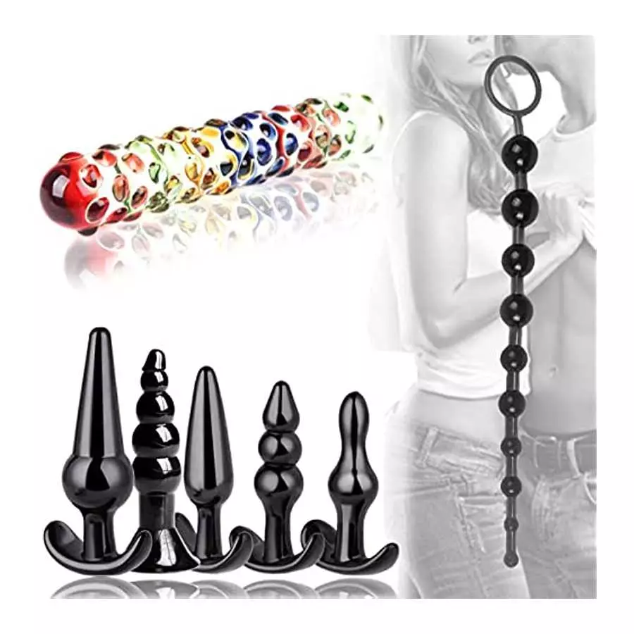 Anal Plug Sex Anal Toys 6+1 Suit,Silicone Plug Set Butt, 7 Inch Glass Anal Dildo Sex Toys,Sex toyset for Man, juegos sexuales de