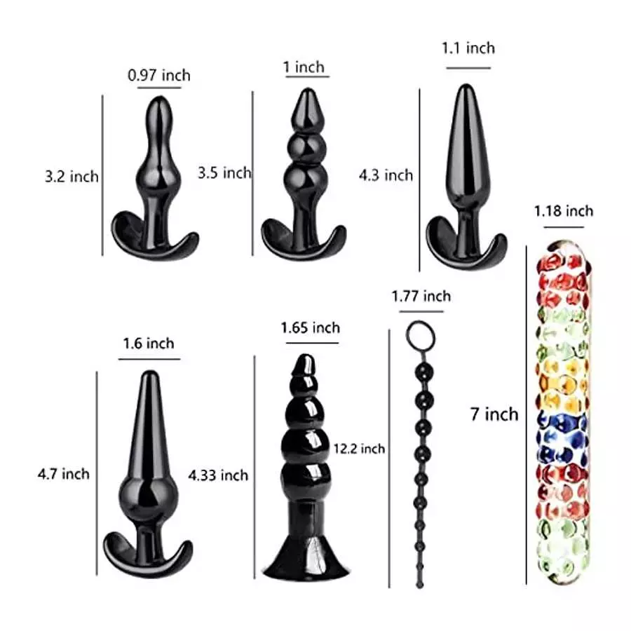 Anal Plug Sex Anal Toys 6+1 Suit,Silicone Plug Set Butt, 7 Inch Glass Anal Dildo Sex Toys,Sex toyset for Man, juegos sexuales de