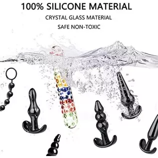 Anal Plug Sex Anal Toys 6+1 Suit,Silicone Plug Set Butt, 7 Inch Glass Anal Dildo Sex Toys,Sex toyset for Man, juegos sexuales de