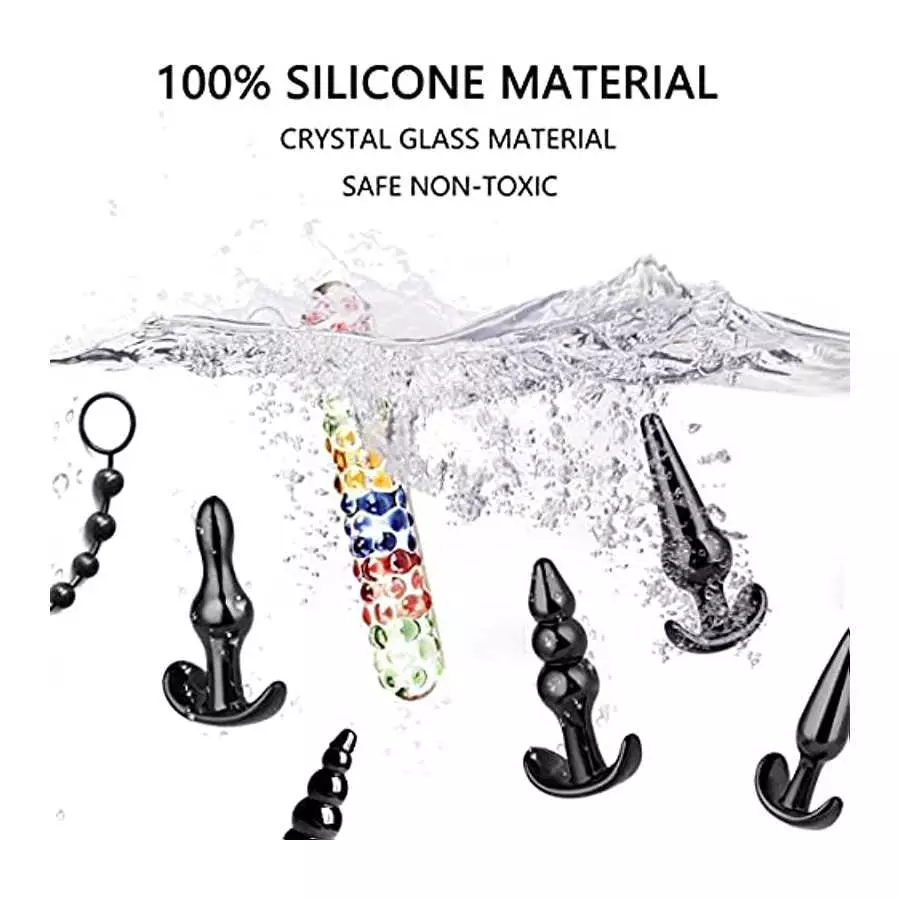 Anal Plug Sex Anal Toys 6+1 Suit,Silicone Plug Set Butt, 7 Inch Glass Anal Dildo Sex Toys,Sex toyset for Man, juegos sexuales de