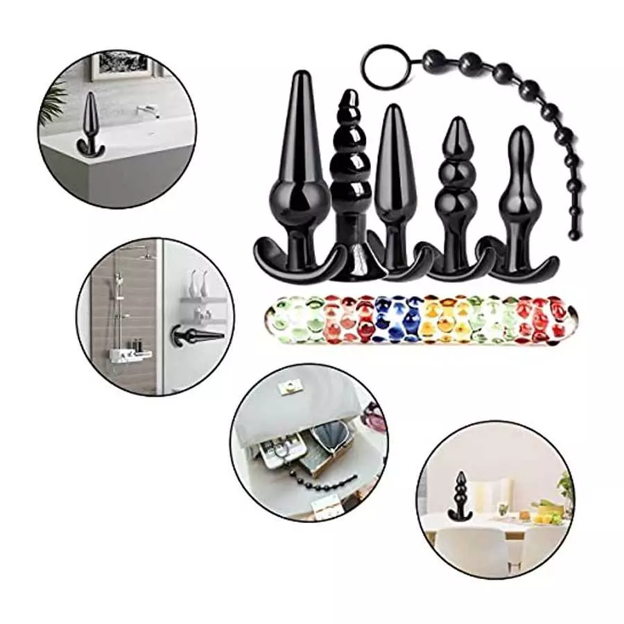 Anal Plug Sex Anal Toys 6+1 Suit,Silicone Plug Set Butt, 7 Inch Glass Anal Dildo Sex Toys,Sex toyset for Man, juegos sexuales de