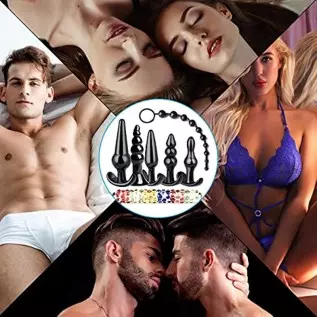 Anal Plug Sex Anal Toys 6+1 Suit,Silicone Plug Set Butt, 7 Inch Glass Anal Dildo Sex Toys,Sex toyset for Man, juegos sexuales de