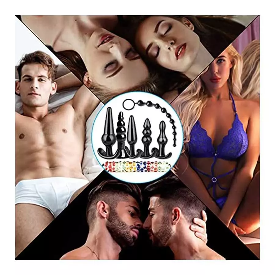 Anal Plug Sex Anal Toys 6+1 Suit,Silicone Plug Set Butt, 7 Inch Glass Anal Dildo Sex Toys,Sex toyset for Man, juegos sexuales de