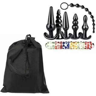 Anal Plug Sex Anal Toys 6+1 Suit,Silicone Plug Set Butt, 7 Inch Glass Anal Dildo Sex Toys,Sex toyset for Man, juegos sexuales de