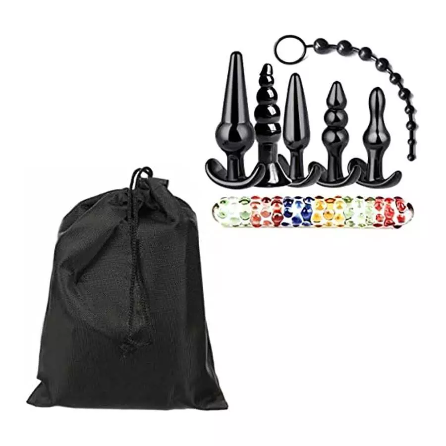 Anal Plug Sex Anal Toys 6+1 Suit,Silicone Plug Set Butt, 7 Inch Glass Anal Dildo Sex Toys,Sex toyset for Man, juegos sexuales de