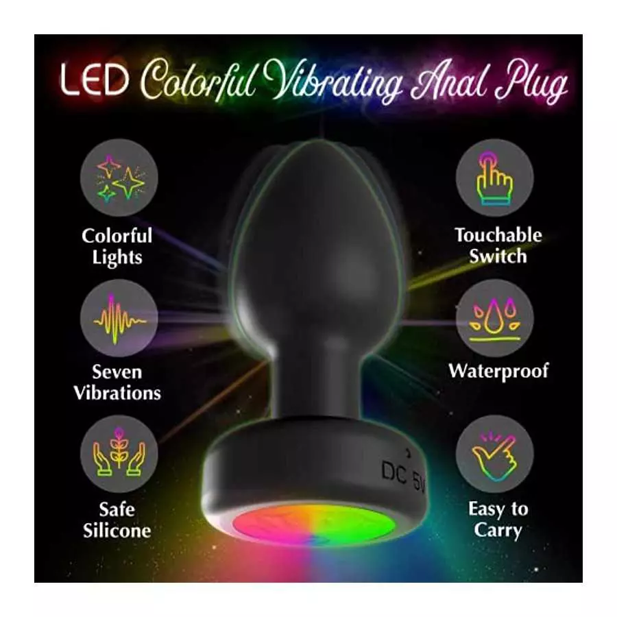 Vibrating Anal Plug Light Up Anal Vibrator Prostate Massagers with Remote Control, Fetish G-spot Stimulator LED Light Silicone R