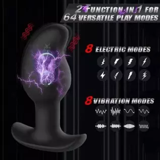 Electric Shock Anal Vibrator Prostate Stimulator, Leyuto 8 Vibration Modes Electric Stimulation Butt Plug Vibrating Anal Plug Vi