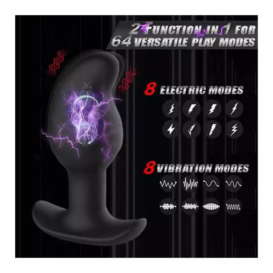 Electric Shock Anal Vibrator Prostate Stimulator, Leyuto 8 Vibration Modes Electric Stimulation Butt Plug Vibrating Anal Plug Vi