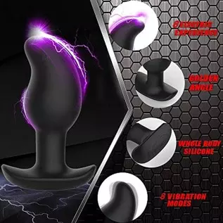 Electric Shock Anal Vibrator Prostate Stimulator, Leyuto 8 Vibration Modes Electric Stimulation Butt Plug Vibrating Anal Plug Vi