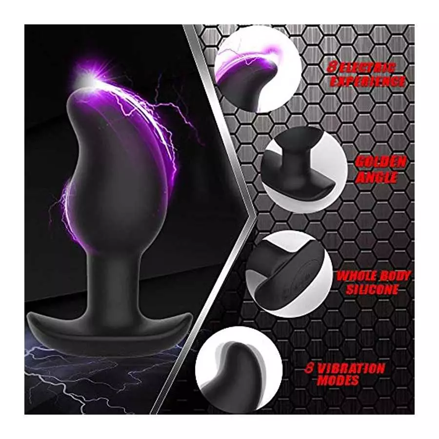 Electric Shock Anal Vibrator Prostate Stimulator, Leyuto 8 Vibration Modes Electric Stimulation Butt Plug Vibrating Anal Plug Vi