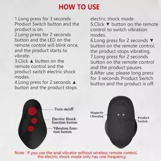 Electric Shock Anal Vibrator Prostate Stimulator, Leyuto 8 Vibration Modes Electric Stimulation Butt Plug Vibrating Anal Plug Vi