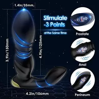 Vibrating Anal Plug with Electric Shock Pulse Vibrator, Anal Vibrator Prostate Massager for Men with Remote Control, Rechargeabl