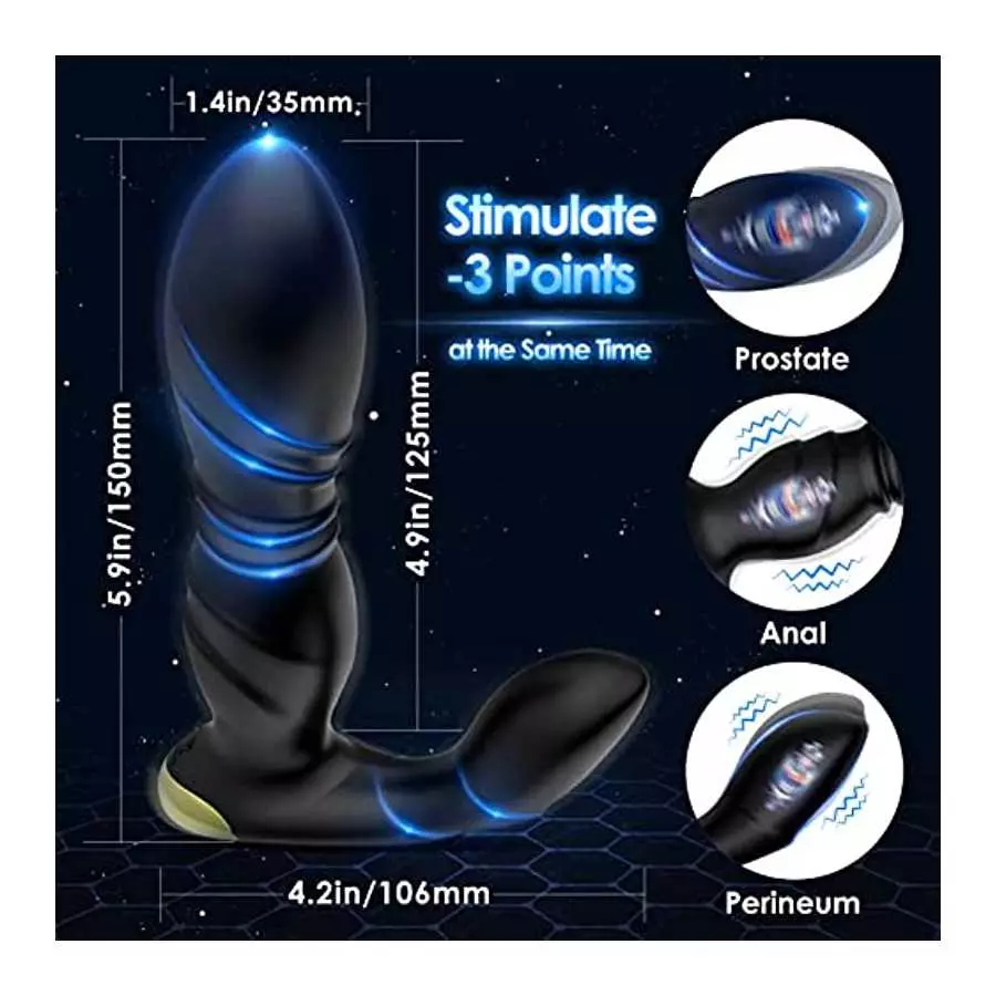 Vibrating Anal Plug with Electric Shock Pulse Vibrator, Anal Vibrator Prostate Massager for Men with Remote Control, Rechargeabl
