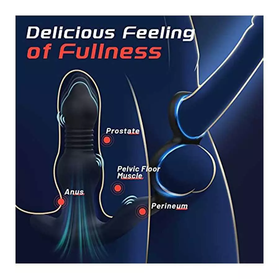 Prostate Massager Anal Vibrator for Men - Anal Sex Toys with Cock Ring, Mens Adult Sex Toys Anal dildo 10 Thrusting & Vibrating 