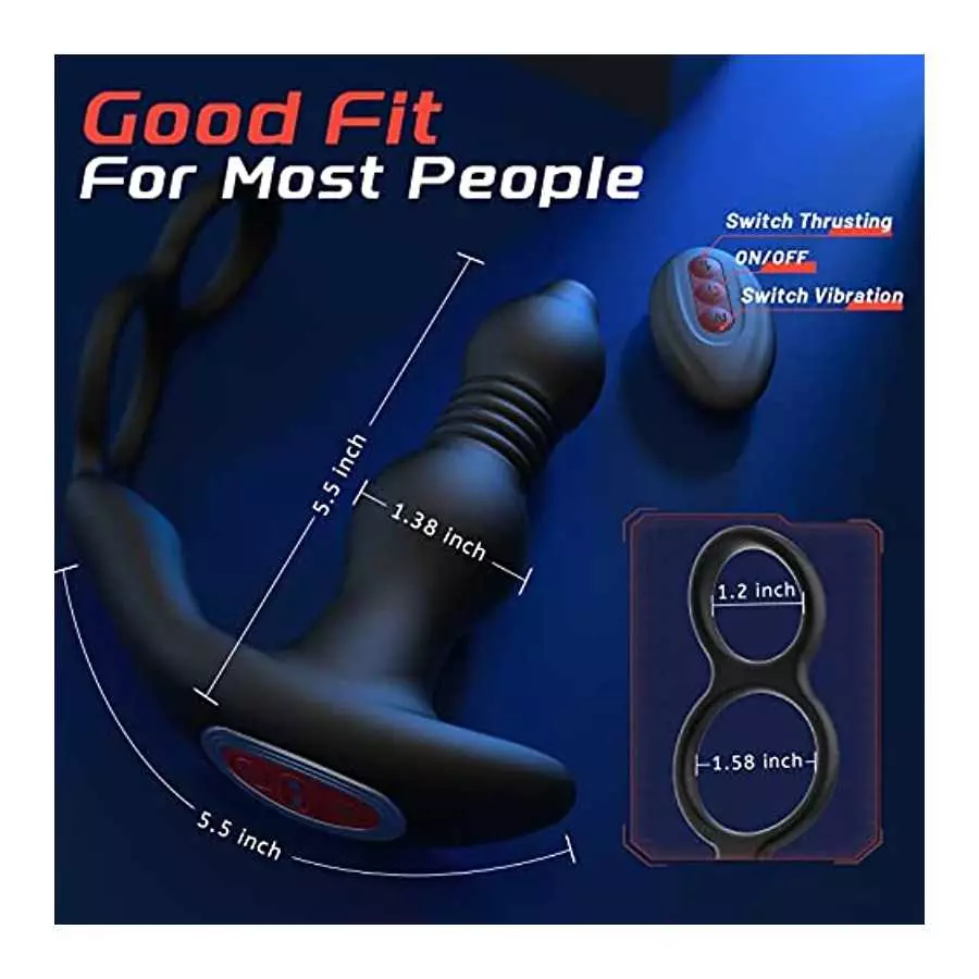 Prostate Massager Anal Vibrator for Men - Anal Sex Toys with Cock Ring, Mens Adult Sex Toys Anal dildo 10 Thrusting & Vibrating 