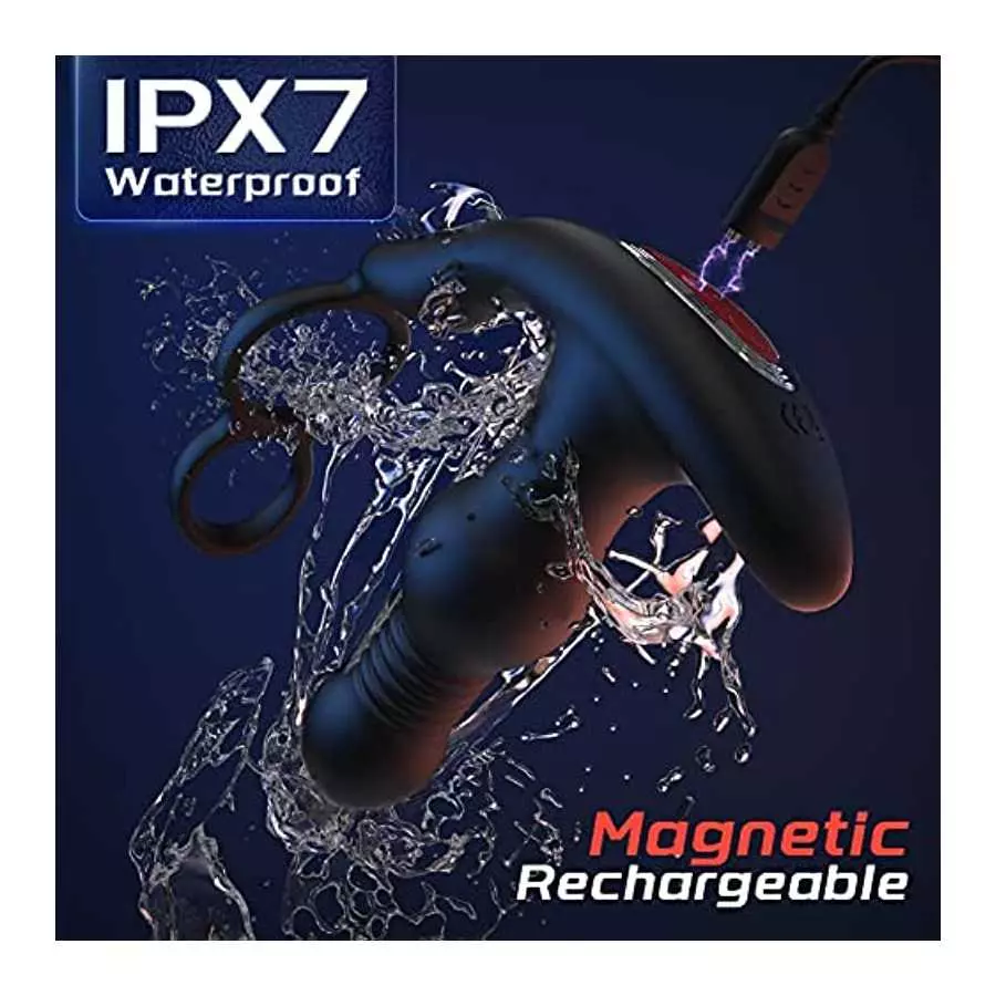 Prostate Massager Anal Vibrator for Men - Anal Sex Toys with Cock Ring, Mens Adult Sex Toys Anal dildo 10 Thrusting & Vibrating 