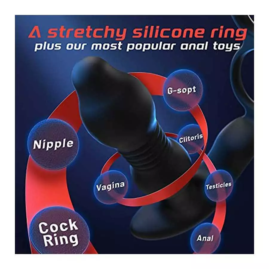 Prostate Massager Anal Vibrator for Men - Anal Sex Toys with Cock Ring, Mens Adult Sex Toys Anal dildo 10 Thrusting & Vibrating 