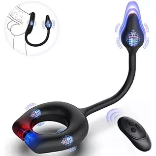 Vibrating Cock Ring with Anal Plug, lvhua Penis Ring Vibrator Magnet Adsorption Design, 10 Vibration Modes Adult Sex Toys for Me