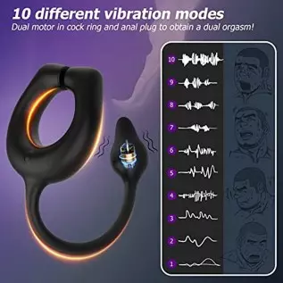 Vibrating Cock Ring with Anal Plug, lvhua Penis Ring Vibrator Magnet Adsorption Design, 10 Vibration Modes Adult Sex Toys for Me Vibrating Cock Ring with Anal Plug, lvhua Penis Ring Vibrator Magnet Adsorption Design, 10 Vibration Modes Adult Sex Toys for Me