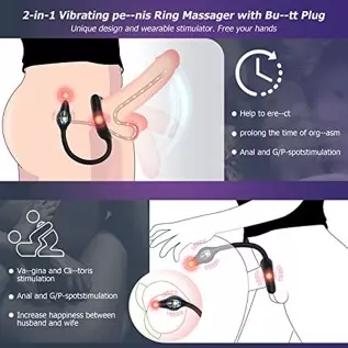 Vibrating Cock Ring with Anal Plug, lvhua Penis Ring Vibrator Magnet Adsorption Design, 10 Vibration Modes Adult Sex Toys for Me Vibrating Cock Ring with Anal Plug, lvhua Penis Ring Vibrator Magnet Adsorption Design, 10 Vibration Modes Adult Sex Toys for Me