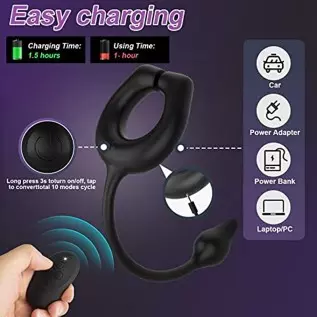 Vibrating Cock Ring with Anal Plug, lvhua Penis Ring Vibrator Magnet Adsorption Design, 10 Vibration Modes Adult Sex Toys for Me Vibrating Cock Ring with Anal Plug, lvhua Penis Ring Vibrator Magnet Adsorption Design, 10 Vibration Modes Adult Sex Toys for Me