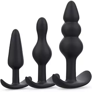 Butt Plug, Pack of 3 Anal Plugs, Silicone Anal Trainer Set from Beginners to Advanced Player, Anal Beads Plug Kit for Comfortabl