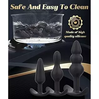 Butt Plug, Pack of 3 Anal Plugs, Silicone Anal Trainer Set from Beginners to Advanced Player, Anal Beads Plug Kit for Comfortabl