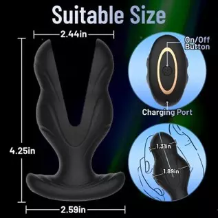 Vibrating Butt Plug Silicone Anal Vibrator for Anal Training, Y Shaped Anal Dilator with 7 Vibrations & 3 Vib Intensities Prosta