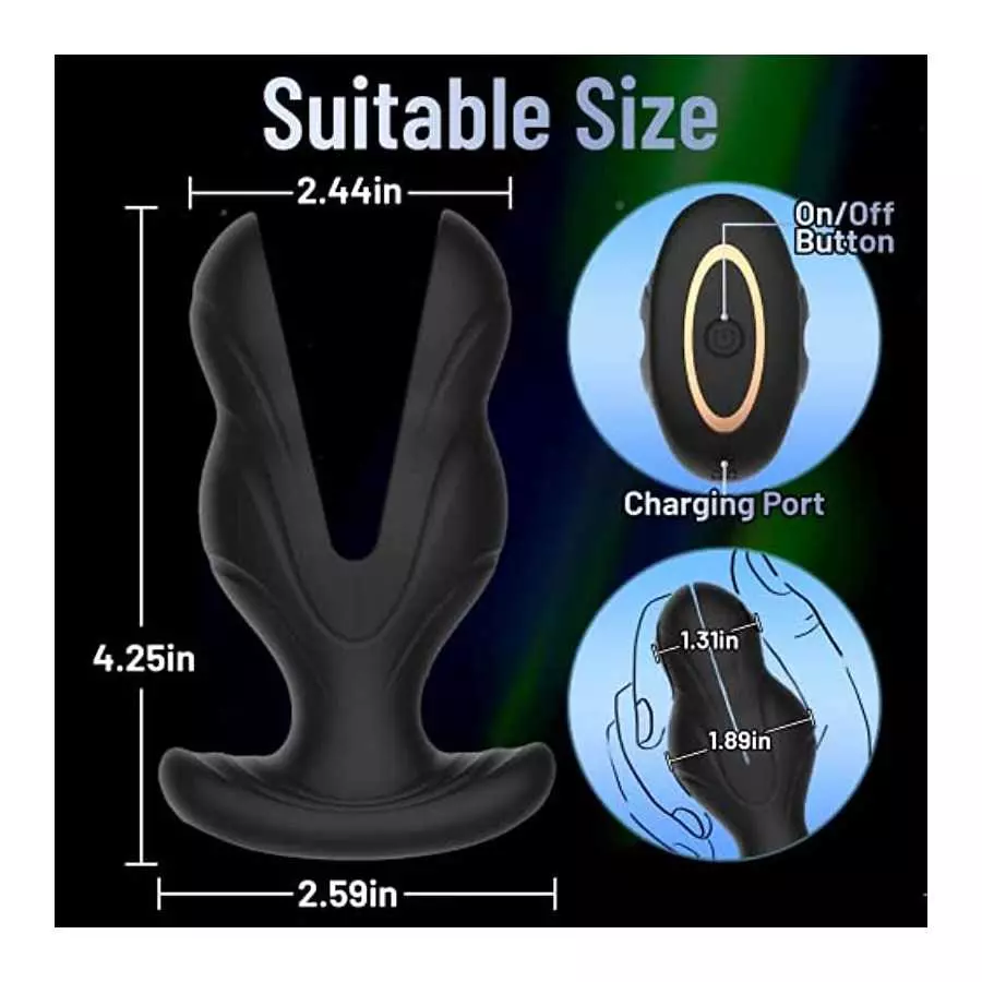 Vibrating Butt Plug Silicone Anal Vibrator for Anal Training, Y Shaped Anal Dilator with 7 Vibrations & 3 Vib Intensities Prosta