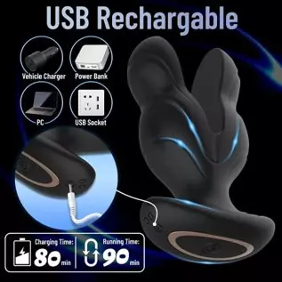 Vibrating Butt Plug Silicone Anal Vibrator for Anal Training, Y Shaped Anal Dilator with 7 Vibrations & 3 Vib Intensities Prosta