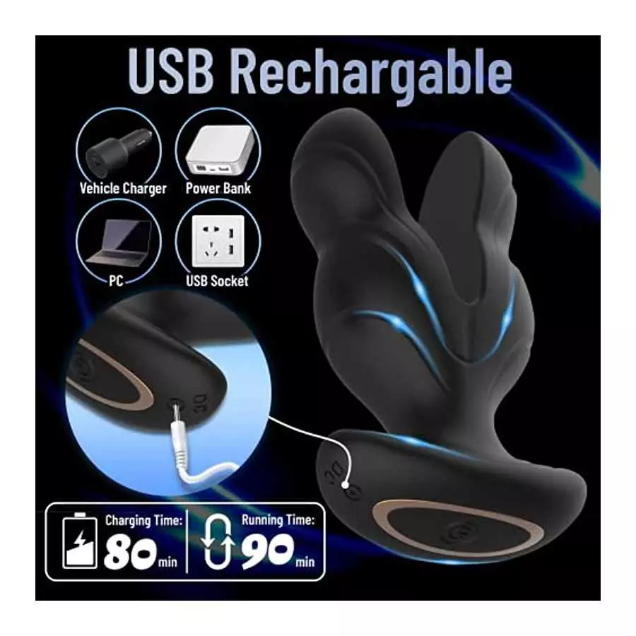 Vibrating Butt Plug Silicone Anal Vibrator for Anal Training, Y Shaped Anal Dilator with 7 Vibrations & 3 Vib Intensities Prosta