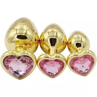 3Pcs Set Luxury Metal Butt Toys Heart Shaped Anal Trainer Jewel Butt Plug Kit S&M Adult Gay Anal Plugs Woman Men Sex Gifts Thing