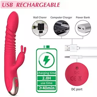 Rabbit Rose Toy Vibrator for Women - Bunny Ears for Clitoris G spot Stimulation,Waterproof Dildo Vibrator with 7 Powerful Vibrat