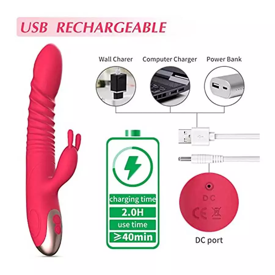 Rabbit Rose Toy Vibrator for Women - Bunny Ears for Clitoris G spot Stimulation,Waterproof Dildo Vibrator with 7 Powerful Vibrat