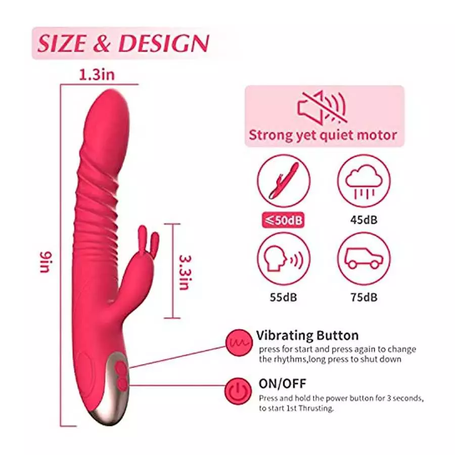 Rabbit Rose Toy Vibrator for Women - Bunny Ears for Clitoris G spot Stimulation,Waterproof Dildo Vibrator with 7 Powerful Vibrat