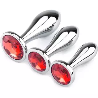 Anal Butt Plug, 3Pcs Set Safety Metal Anal Butt Plug Sex Toy with Crystal Diamond Beginner Anal Toy for Adult Unisex (Blue)